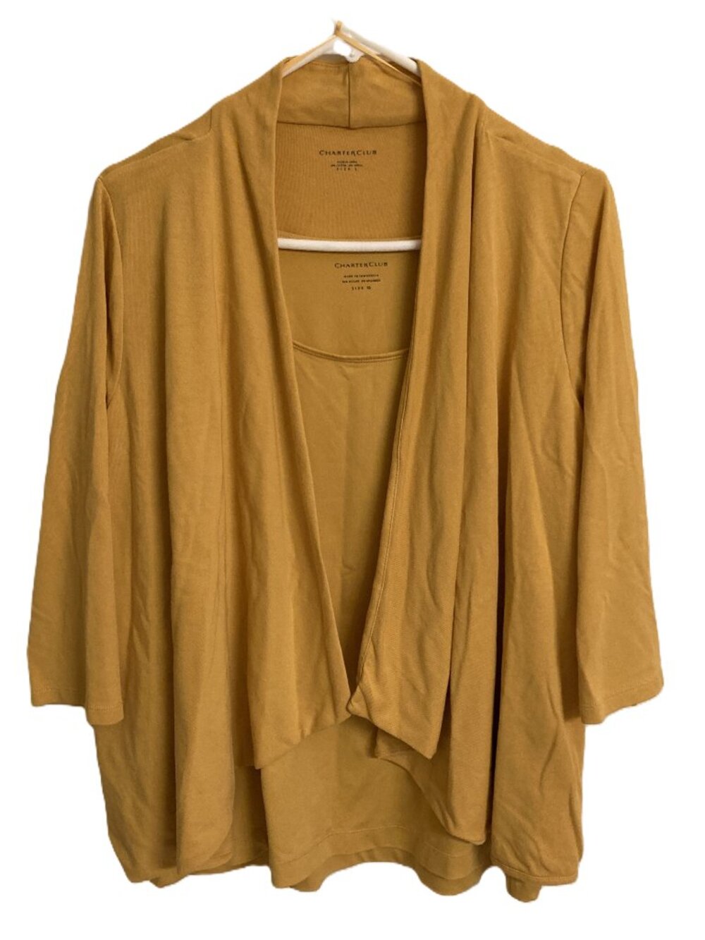 Charter Club Women's Yellow Gold Swing Jacket (L) and Tank Top (XL) 2-Piece Set